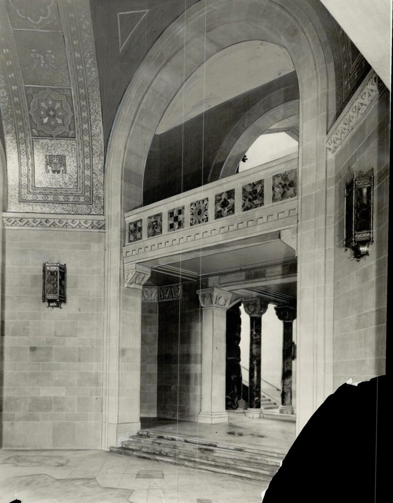 December 24, 1932 - During the construction of the Royal Ontario Museum's East Wing. Ontario, marble was used in the Rotunda for the floor, steps, pillars and decorative panels (Toronto Public Library, TSPA_0114416F - Toronto Star Photograph Archive)