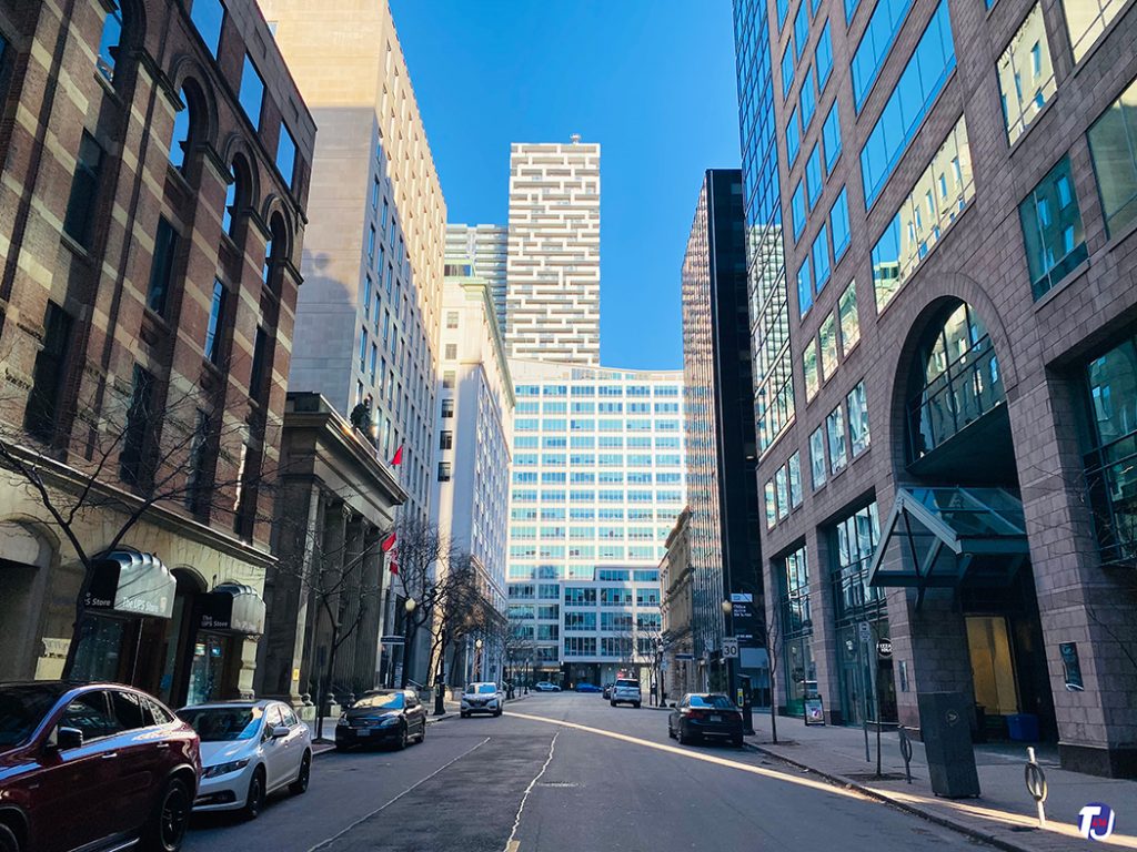 December 12, 2021 - Looking north on Toronto St from King St E towards Adelaide St E